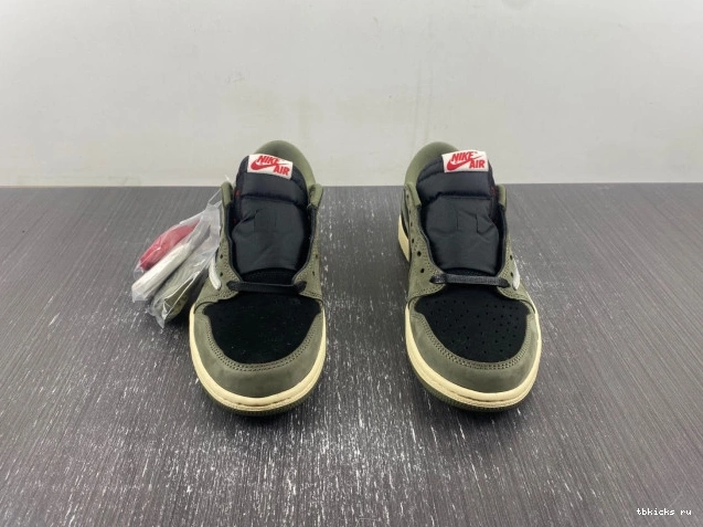 Rep TB DM7866-002 'BLACK SP JORDAN LOW AIR 1 TRAVIS SCOTT OG X OLIVE' 0714